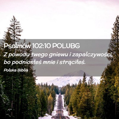 Picture 02 - Psalmów 102:10 POLUBG - Z powodu twego gniewu i zapalczywości, bo - Bible Verse Picture
