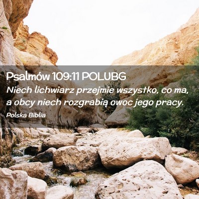 Picture 02 - Psalmów 109:11 POLUBG - Niech lichwiarz przejmie wszystko, co ma, a obcy - Bible Verse Picture