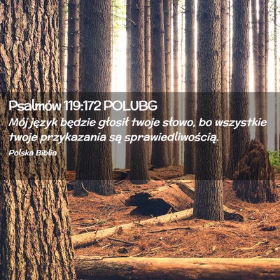 Picture 02 - Psalmów 119:172 POLUBG - Mój język będzie głosił twoje słowo, bo - Bible Verse Picture