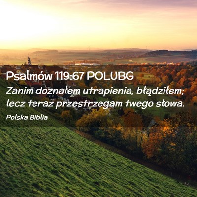 Picture 02 - Psalmów 119:67 POLUBG - Zanim doznałem utrapienia, błądziłem; lecz - Bible Verse Picture