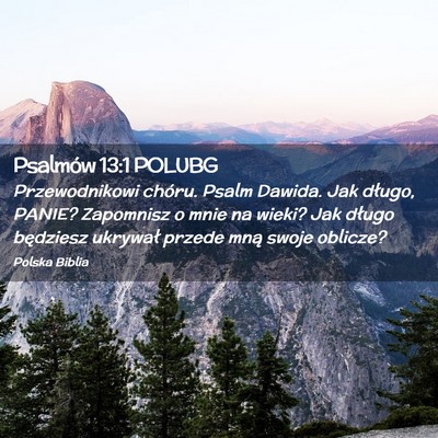 Picture 02 - Psalmów 13:1 POLUBG - Przewodnikowi chóru. Psalm Dawida. Jak długo, - Bible Verse Picture