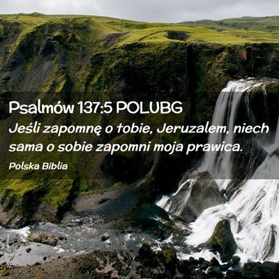 Picture 02 - Psalmów 137:5 POLUBG - Jeśli zapomnę o tobie, Jeruzalem, niech sama o - Bible Verse Picture