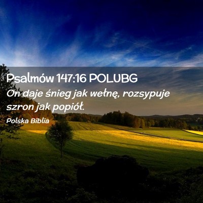 Picture 02 - Psalmów 147:16 POLUBG - On daje śnieg jak wełnę, rozsypuje szron jak - Bible Verse Picture