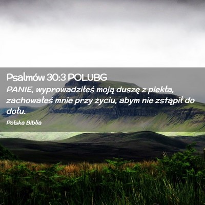 Picture 02 - Psalmów 30:3 POLUBG - PANIE, wyprowadziłeś moją duszę z piekła, - Bible Verse Picture