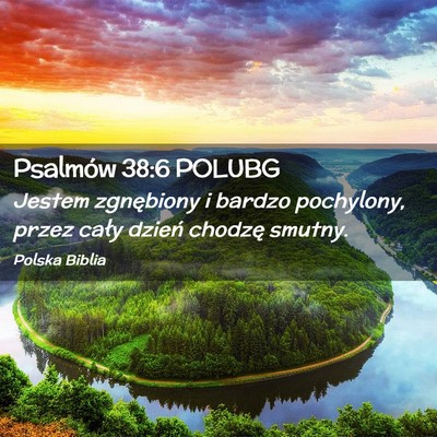 Picture 02 - Psalmów 38:6 POLUBG - Jestem zgnębiony i bardzo pochylony, przez cały - Bible Verse Picture