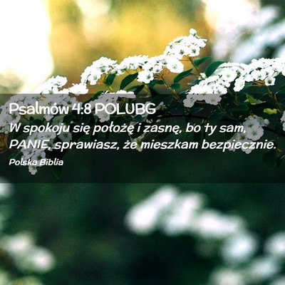 Picture 02 - Psalmów 4:8 POLUBG - W spokoju się położę i zasnę, bo ty sam, - Bible Verse Picture