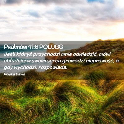 Picture 02 - Psalmów 41:6 POLUBG - Jeśli któryś przychodzi mnie odwiedzić, mówi - Bible Verse Picture