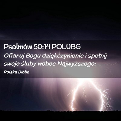 Picture 02 - Psalmów 50:14 POLUBG - Ofiaruj Bogu dziękczynienie i spełnij swoje - Bible Verse Picture