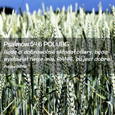 Picture 02 - Psalmów 54:6 POLUBG - Będę ci dobrowolnie składał ofiary, będę - Bible Verse Picture