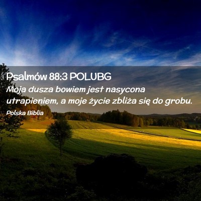 Picture 02 - Psalmów 88:3 POLUBG - Moja dusza bowiem jest nasycona utrapieniem, a - Bible Verse Picture