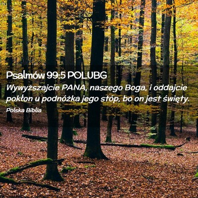 Picture 02 - Psalmów 99:5 POLUBG - Wywyższajcie PANA, naszego Boga, i oddajcie - Bible Verse Picture