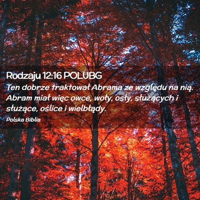 Picture 02 - Rodzaju 12:16 POLUBG - Ten dobrze traktował Abrama ze względu na nią. - Bible Verse Picture