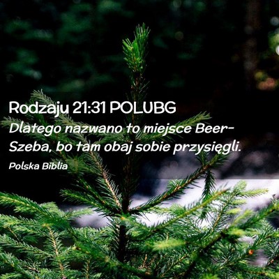 Picture 02 - Rodzaju 21:31 POLUBG - Dlatego nazwano to miejsce Beer-Szeba, bo tam - Bible Verse Picture