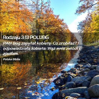 Picture 02 - Rodzaju 3:13 POLUBG - PAN Bóg zapytał kobietę: Co zrobiłaś? I - Bible Verse Picture