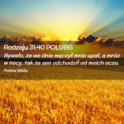 Picture 02 - Rodzaju 31:40 POLUBG - Bywało, że we dnie męczył mnie upał, a mróz - Bible Verse Picture