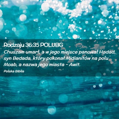 Picture 02 - Rodzaju 36:35 POLUBG - Chuszam umarł, a w jego miejsce panował Hadad, - Bible Verse Picture