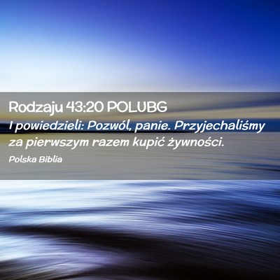 Picture 02 - Rodzaju 43:20 POLUBG - I powiedzieli: Pozwól, panie. Przyjechaliśmy za - Bible Verse Picture