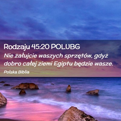 Picture 02 - Rodzaju 45:20 POLUBG - Nie żałujcie waszych sprzętów, gdyż dobro - Bible Verse Picture