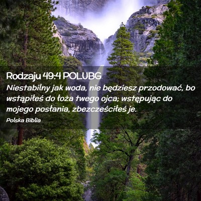 Picture 02 - Rodzaju 49:4 POLUBG - Niestabilny jak woda, nie będziesz przodować, - Bible Verse Picture