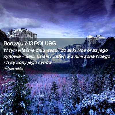 Picture 02 - Rodzaju 7:13 POLUBG - W tym właśnie dniu weszli do arki Noe oraz jego - Bible Verse Picture