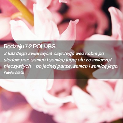 Picture 02 - Rodzaju 7:2 POLUBG - Z każdego zwierzęcia czystego weź sobie po - Bible Verse Picture