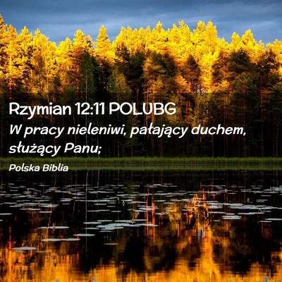 Picture 02 - Rzymian 12:11 POLUBG - W pracy nieleniwi, pałający duchem, służący - Bible Verse Picture