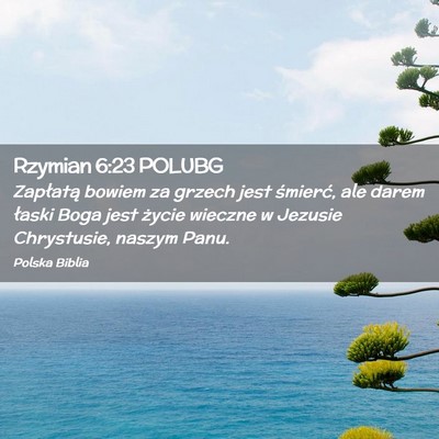 Picture 02 - Rzymian 6:23 POLUBG - Zapłatą bowiem za grzech jest śmierć, ale - Bible Verse Picture