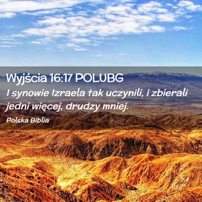 Picture 02 - Wyjścia 16:17 POLUBG - I synowie Izraela tak uczynili, i zbierali jedni - Bible Verse Picture