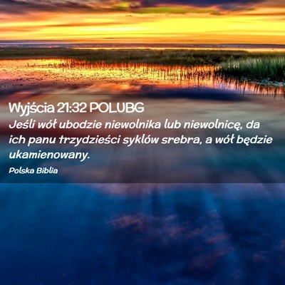Picture 02 - Wyjścia 21:32 POLUBG - Jeśli wół ubodzie niewolnika lub niewolnicę, - Bible Verse Picture