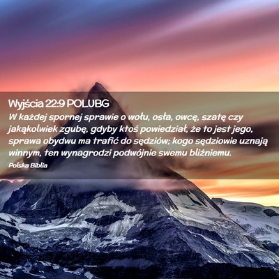 Picture 02 - Wyjścia 22:9 POLUBG - W każdej spornej sprawie o wołu, osła, owcę, - Bible Verse Picture