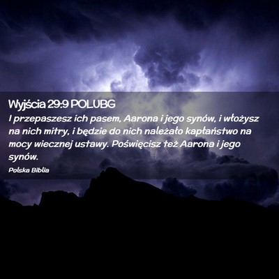 Picture 02 - Wyjścia 29:9 POLUBG - I przepaszesz ich pasem, Aarona i jego synów, i - Bible Verse Picture