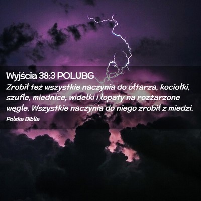 Picture 02 - Wyjścia 38:3 POLUBG - Zrobił też wszystkie naczynia do ołtarza, - Bible Verse Picture