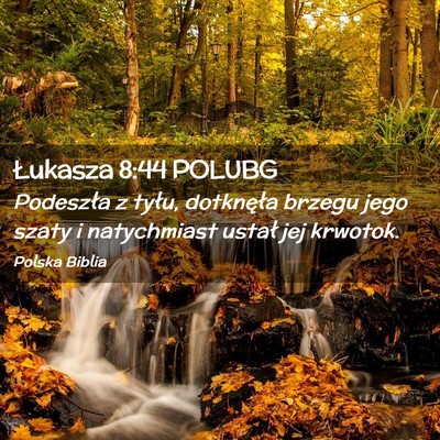 Picture 02 - Łukasza 8:44 POLUBG - Podeszła z tyłu, dotknęła brzegu jego szaty i - Bible Verse Picture