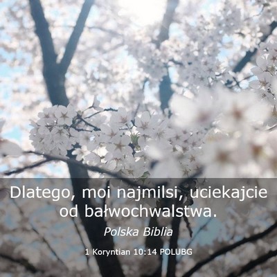 Picture 03 - 1 Koryntian 10:14 POLUBG - Dlatego, moi najmilsi, uciekajcie od - Bible Verse Picture
