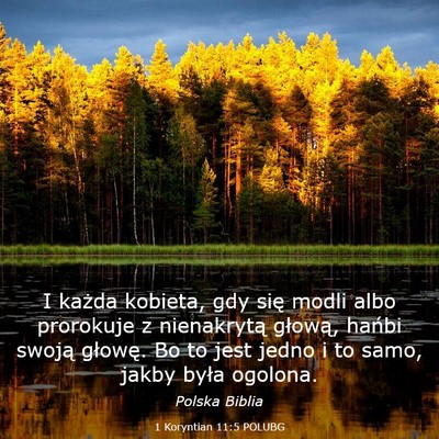 Picture 03 - 1 Koryntian 11:5 POLUBG - I każda kobieta, gdy się modli albo prorokuje z - Bible Verse Picture
