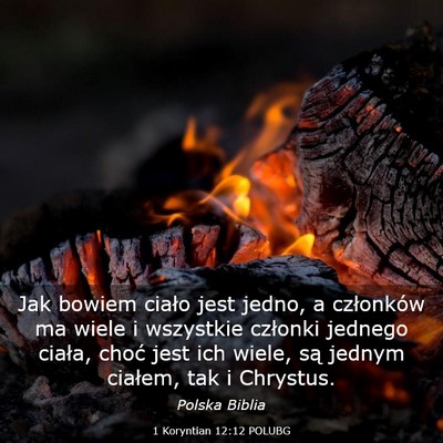 Picture 03 - 1 Koryntian 12:12 POLUBG - Jak bowiem ciało jest jedno, a członków ma - Bible Verse Picture