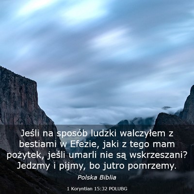 Picture 03 - 1 Koryntian 15:32 POLUBG - Jeśli na sposób ludzki walczyłem z bestiami w - Bible Verse Picture