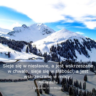 Picture 03 - 1 Koryntian 15:43 POLUBG - Sieje się w niesławie, a jest wskrzeszane w - Bible Verse Picture