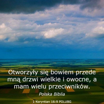 Picture 03 - 1 Koryntian 16:9 POLUBG - Otworzyły się bowiem przede mną drzwi wielkie - Bible Verse Picture