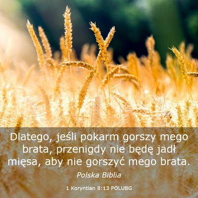Picture 03 - 1 Koryntian 8:13 POLUBG - Dlatego, jeśli pokarm gorszy mego brata, - Bible Verse Picture