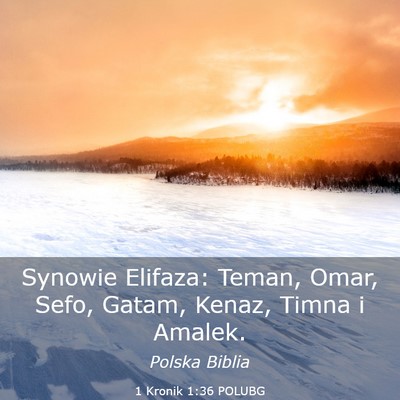 Picture 03 - 1 Kronik 1:36 POLUBG - Synowie Elifaza: Teman, Omar, Sefo, Gatam, Kenaz, - Bible Verse Picture