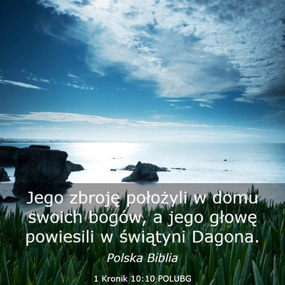 Picture 03 - 1 Kronik 10:10 POLUBG - Jego zbroję położyli w domu swoich bogów, a - Bible Verse Picture