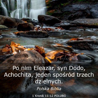 Picture 03 - 1 Kronik 11:12 POLUBG - Po nim Eleazar, syn Dodo, Achochita, jeden - Bible Verse Picture