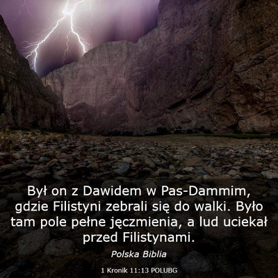 Picture 03 - 1 Kronik 11:13 POLUBG - Był on z Dawidem w Pas-Dammim, gdzie Filistyni - Bible Verse Picture