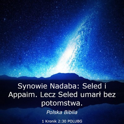 Picture 03 - 1 Kronik 2:30 POLUBG - Synowie Nadaba: Seled i Appaim. Lecz Seled umarł - Bible Verse Picture