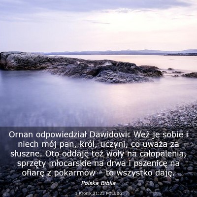 Picture 03 - 1 Kronik 21:23 POLUBG - Ornan odpowiedział Dawidowi: Weź je sobie i - Bible Verse Picture