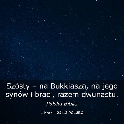 Picture 03 - 1 Kronik 25:13 POLUBG - Szósty – na Bukkiasza, na jego synów i braci, - Bible Verse Picture
