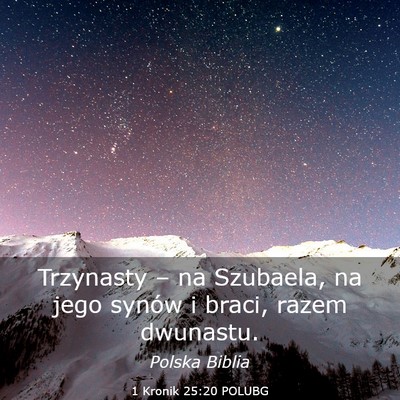 Picture 03 - 1 Kronik 25:20 POLUBG - Trzynasty – na Szubaela, na jego synów i - Bible Verse Picture
