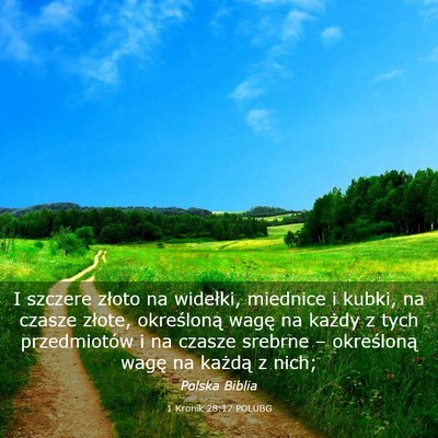Picture 03 - 1 Kronik 28:17 POLUBG - I szczere złoto na widełki, miednice i kubki, - Bible Verse Picture