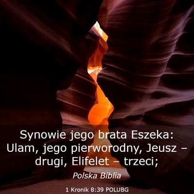 Picture 03 - 1 Kronik 8:39 POLUBG - Synowie jego brata Eszeka: Ulam, jego - Bible Verse Picture